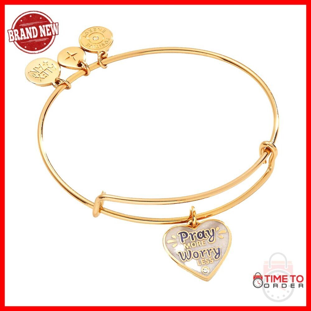Adjustable Brass Bangle Bracelet with Inspirational Charm